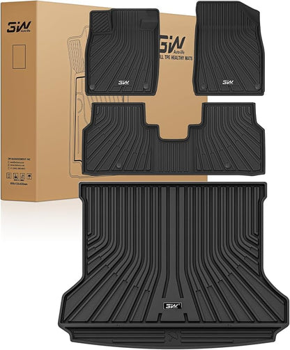 3W Floor Mats & Cargo Liner Fit for Volkswagen ID.4 2021-2025 2026 (Fit Non-Adjustable Carpet Floor), All Weather ID4 Accessories Custom Fit Floor Liner Full Set for Volkswagen ID4, Black