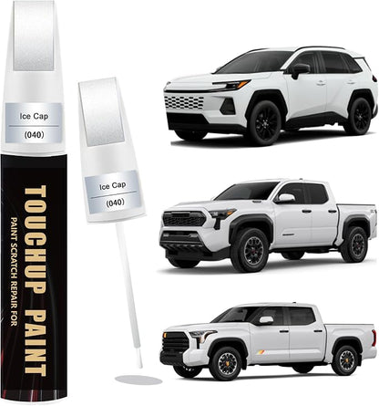 Ice Cap/Super White(040) Car Paint Touch Up Pen Compatible with Toyota, 2-In-1 Color Accurate Touch Up Car Scratch Repair Paint Match Toyota Series Automotive Scratch Remover for Nicks & Chips Repair