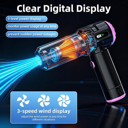 Sycoodeal Handheld Car Vacuum Cleaner, 25000PA Strong Cyclonic Suction Portable Mini Vacuum Cordless with Digital Display Lightweight Handheld for Pet Hair, Car, Home, Office, Kitchen (Purple)