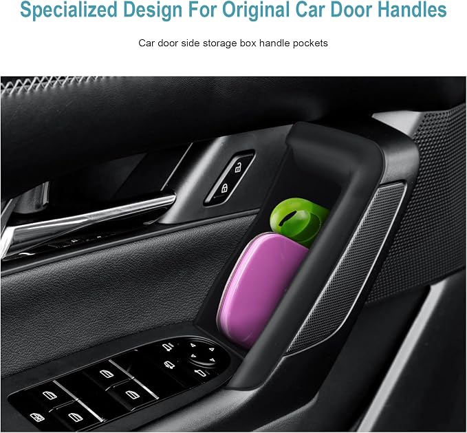 CDEFG 4Pcs for 2025 2026 Mazda CX-50 Center Console Organizer Tray Door Handle Pockets Trash Can Storage Box for 2023 2024 2025 2026 Mazda CX50 Accessories 4-Doors Trash Bin Storage Case TPE Material
