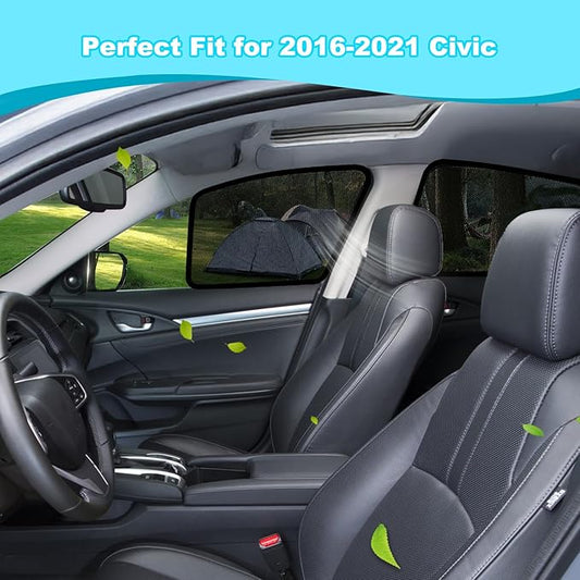 XCBYT Civic Window Shades for 2016-2021, 4PCS Side Window Sun Shades with Breathable Mesh, Magnetic Car Window Covers for Baby & Privacy, UV Protection & Heat Insulation