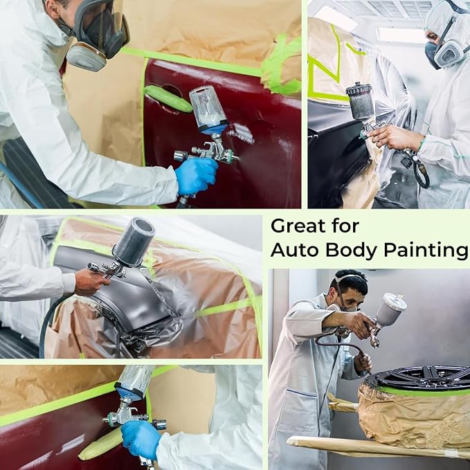 Pre-Taped Painting Masking Paper: 10 Rolls 12 Inch x 50 Feet Tape and Drape Painters Paper, Self-Adhesive Paint Protective Kraft Paper Roll
