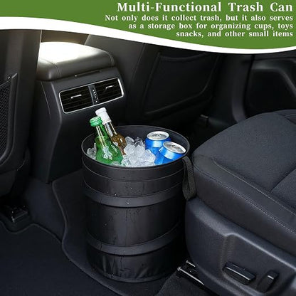 2 Pack Small Foldable Trash Can, Suspended Vehicle Trash Can, Foldable Nylon Trashcan for Cars, Suvs, Trucks, Rvs