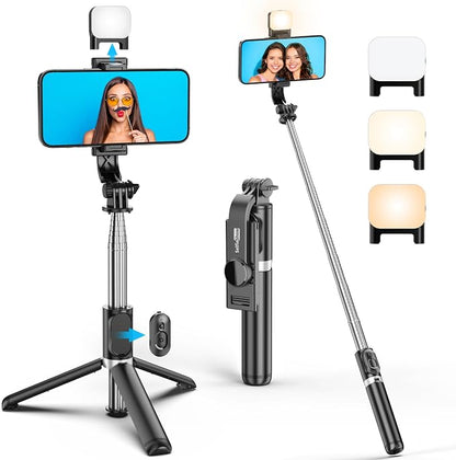 Portable 41 Inch Selfie Stick Phone Tripod with Wireless Remote Extendable Tripod Stand 360 Rotation Compatible with iPhone 17 16 15 14 13 12 11 pro Xs Max Xr X Plus, Android Samsung Smartphone