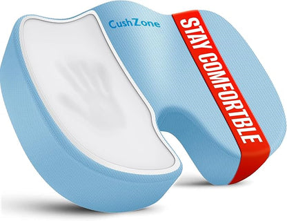 CushZone Seat Cushion, Office Chair Cushions, Car Seat Cushion, Non-Slip Sciatica & Back Coccyx Tailbone Pain Relief Chair Pad, Memory Foam (Light Blue)