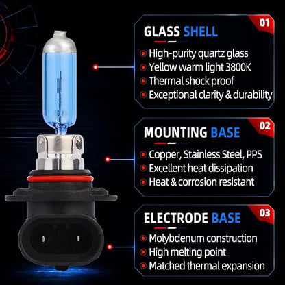 Sinoparcel 9145/H10 Halogen Fog Light Bulb 3800K, 150% More Brightness Replacement for Standard 42W Bulb, Pack of 2