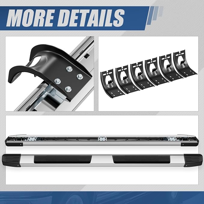 Auto Dynasty Flat Running Boards Compatible with 2009-2024 Dodge Ram 1500 2500 3500 Crew Cab 4-Door, Stainless Steel Side Step Rail Nerf Bars, 6" Step Bars, Polished Chrome