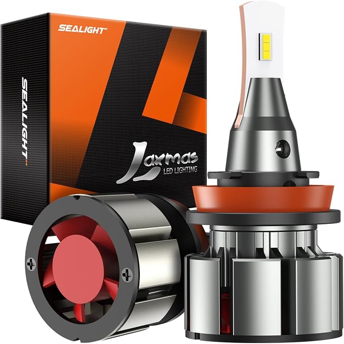 SEALIGHT H11/H9/H8 LED Bulbs, 10-Year Extended Lifespan, 6500K White Illumination for Automotive H11 Fog Lights, Plug-N-Play, Pack of 2