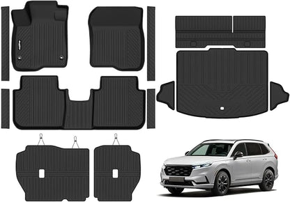 Floor Mats for Honda CRV Gas 2023-2026 (Fit Cargo Floor in Lower Position), Trunk Mat and Backrest Mat & Door Sill Guard All Weather TPE Protector for Honda CRV Accessories(Not for Hybrid)
