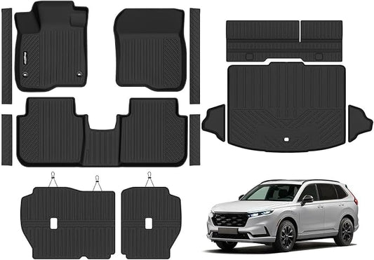 Floor Mats for Honda CRV Gas 2023-2026 (Fit Cargo Floor in Lower Position), Trunk Mat and Backrest Mat & Door Sill Guard All Weather TPE Protector for Honda CRV Accessories(Not for Hybrid)