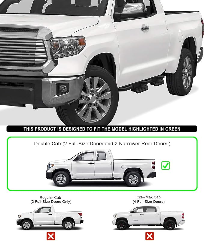 APS Stainless Steel Pocket Steps Running Boards Side Bars Compatible with Toyota Tundra 2007-2021 Double Cab
