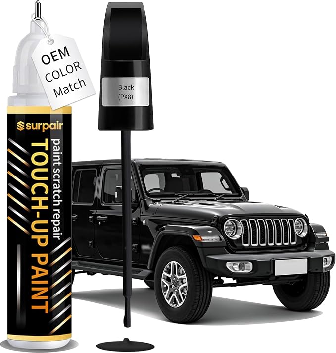 Black PX8 Touch up Paint for JEEP OEM Color Match Car Scratch Repair Kit for Nicks & Chips Scratches Quick & Easy Paint Fix 2-In-1 Car Scratch Remover Pen