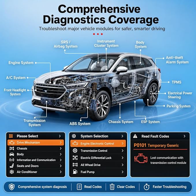 Panlong OBD2 Scanner Specialized for Toyota/Lexus/Scion Engine ABS SRS Transmission Full System Code Reader Professional OBDII Diagnostic Tool