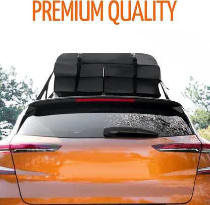 ZONETECH Car Roof Cargo Bag Water Resistant with a Protective Anti Slip Mat – 8 Reinforced Premium Quality Straps Rubberized Extra Cushioning Pad, Travel, Touring, Road Trips for Vehicle, SUV