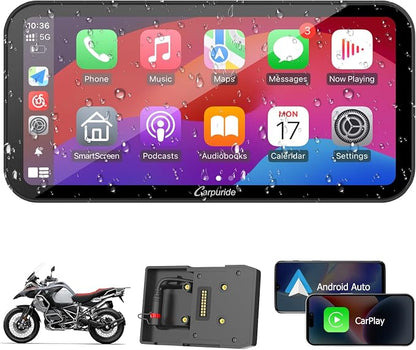 Carpuride W603B Motorcycle Carplay Screen for BMW R1200GS R1250GS S1000XR Motorcycle, 6.3 inch Waterproof Touchscreen, Portable Carplay/Android Auto GPS Navigation for Motorbike