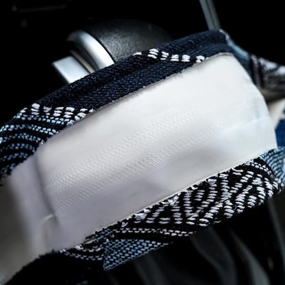 Valleycomfy Cloth Steering Wheel Covers for Women Bohemian Universal 15 inch Baja Blanket Enthic Blue