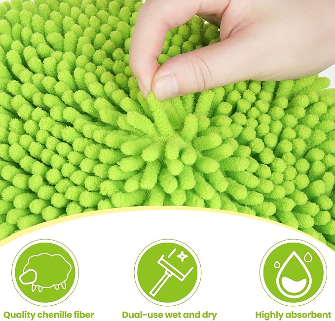 MATCEE Car Wash Brush with Long Handle Car Wash Mop Mitt Kit 62'' Chenille Microfiber Car Cleaning Supplies Scratch Free Car Cleaning Brush Duster for Washing Car Detailing and Household Cleaning