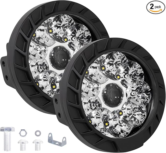 2PCS Round LED Pod Lights, Spot Flood Spot Combo Work Light Bars Fit for Pickup Truck Jeep ATV UTV SUV Boat (5IN 35W)
