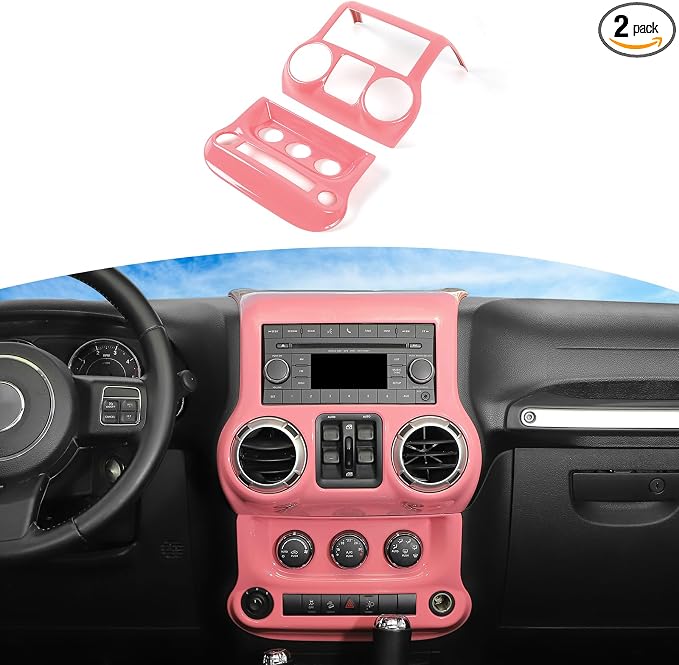 RT-TCZ for Jeep JK Pink Dash Accents Radio A/C Controls Cover Trim for Jeep Wrangler JK JKU 2011-2017 ABS Interior Accessories 2pcs