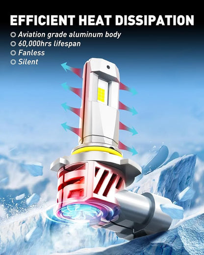 AUXITO 9005 9006 Bulbs HB3 HB4, 80000LM Ultra-Bright, Plug N Play, Long Lifespan, No Flicker, 99% Compatibility, Pack of 4