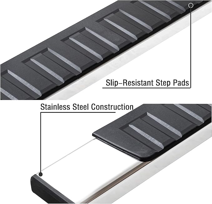 COMNOVA 6 Inches Double Cab Running Boards for 2019-2026 Chevy Silverado/GMC Sierra 1500 Double Cab, 2020-2026 Silverado/Sierra 2500HD 3500HD, Stainless Steel Silverado Running Boards.
