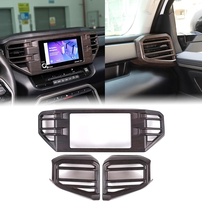Car Center Console Air Conditioning Outlet Trim Cover Kit Compatible with Toyota Tundra/Sequoia 2022-2026, Dashboard Side A/C Vent Panel Decorative Frame Protector ABS Accessories, For 8-inch Screen