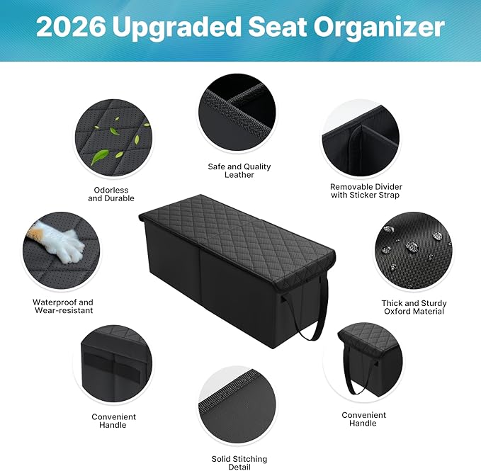 Mixsuper Liner Car Seat Organizer for 2026 Hyundai Palisade LX3, Console Organizer Backseat Box for Palisade LX3, Kids Toys Baby Supplies Dog Toy Box Storage Bin Travel Accessories