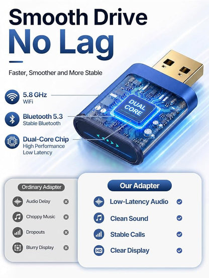 Wireless CarPlay Dongle – Wired to Wireless CarPlay Adapter for iPhone, Fast Auto Link, Metal Housing, Gold-Plated USB