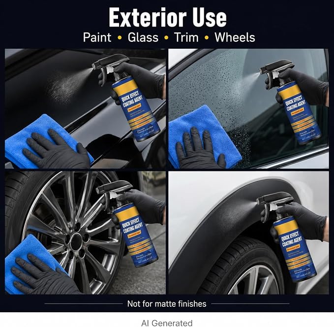 Nano Quick Coat Shiny Car Stuff - 120ml Waterless Car Wash Spray for Post-Wash Detailing, SiO2 Ceramic Gloss Enhancer & Micro-Swirl Reducer, Streak-Free Hydrophobic Finish for Auto Paint (2) (2)