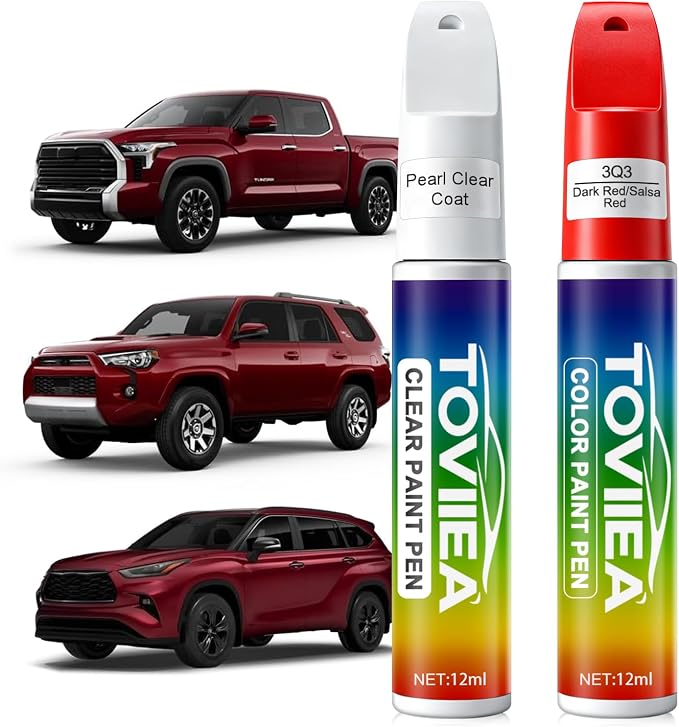 Dark Red/Salsa Red(3Q3) Touch Up Paint Compatible with TOYOTA,2-In-1 Car Scratch Remover Pen,Car Paint Scratch Repair Kit for Scratches,Chips & Nicks,2-PCS SET