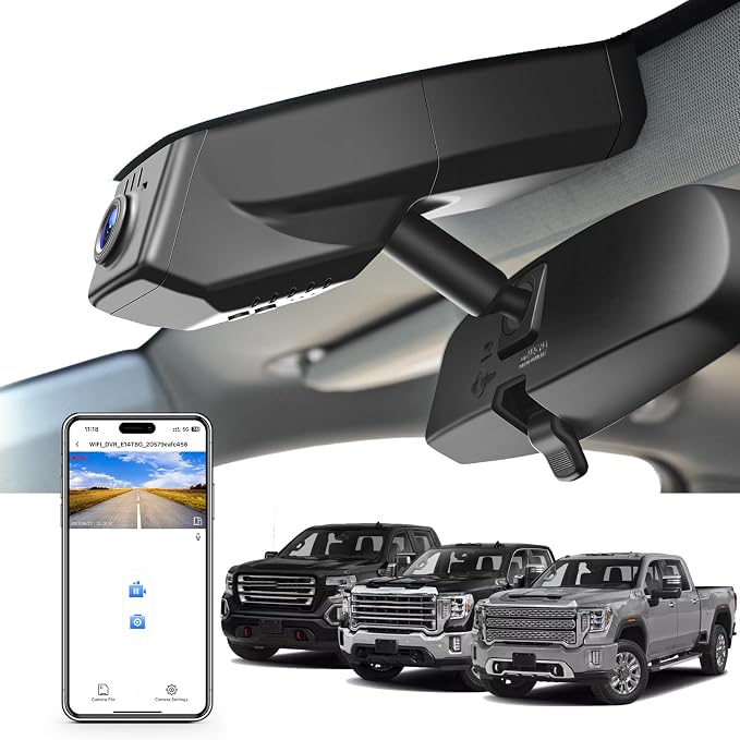 mangoal STARVIS 2 Front 4K HDR Dash Cam IMX678, Custom Fit for GMC Sierra 1500 2019-2021, 1500 Limited 2022 and HD 2020-2023 (Model B), 5GHz WiFi, GPS, 64GB Card