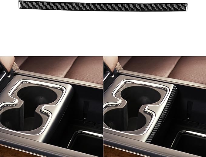 Real Carbon Fiber Fit for Chevy Silverado/GMC Sierra 1500 2014-2018 for 2500/3500HD 2015-2019 Car Center Console Water Cup Holder Decor Strip Trim Decals Sticker Auto Interior Accessories Cover Black