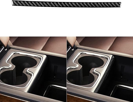 Real Carbon Fiber Fit for Chevy Silverado/GMC Sierra 1500 2014-2018 for 2500/3500HD 2015-2019 Car Center Console Water Cup Holder Decor Strip Trim Decals Sticker Auto Interior Accessories Cover Black