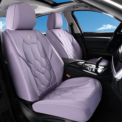 Huidasource Front Seat Covers, Universal Fit for Most Cars SUV Trucks, Full Coverage Leather Seat Cover, Airbag Compatble, Seat Function Retain, Storage Pocket Design, Easy to Install, Purple