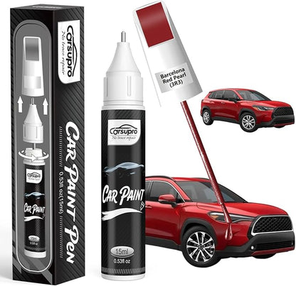 Barcelona Red Pearl(3R3) for Toyota Touch Up Paint Pen, 2 in 1 Car Scratch Remover with Pen Tip and Brush, Precise Color Match for Car Paint Scratch Repair, Quickly and Easily Fix Chips and Nicks