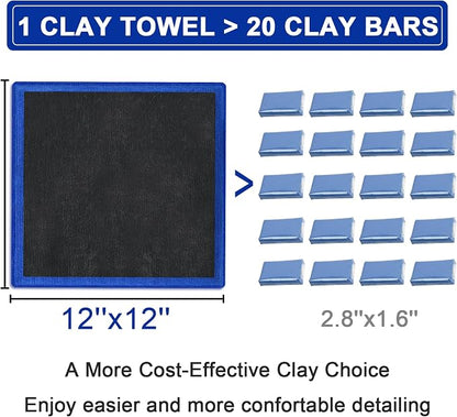 Clay Towel Auto Detailing 1 Pack, Fine Grade Microfiber Chamois Towel for Car DIY Detail, Clay Bar Alternative for Car Detailing(Blue)
