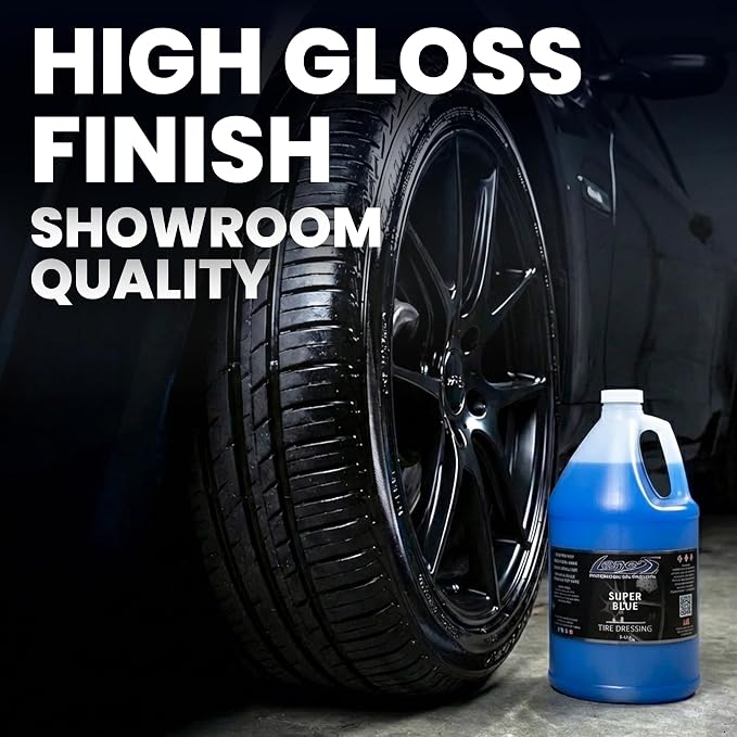 LANE'S Super Blue Tire Dressing Spray | High-Gloss Car Tire Shine Spray | No Sling, No Run, Long Lasting | Protects from Cracks & UV Rays | Non-Greasy Automotive Dressing & Cleaner | 1 Gallon