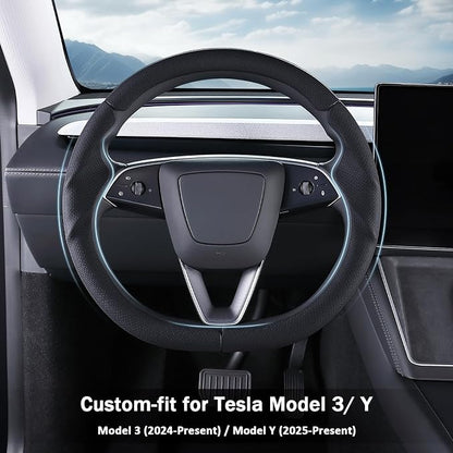 Steering Wheel Cover for Tesla Model Y Juniper (2025- Present) Model 3 Highland (2024- Present), Steering Wheel Accessories for Tesla Model Y Juniper / 3 Highland