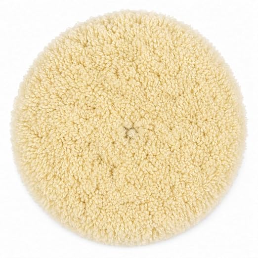 Woolous Wool Buffing Pad 8 inch Single Sided Polishing 100% Twisted Lamb Wool Polishing Buffing Compound Pad Wheel Bonnet with Hook and Loop for Auto Car Detailing | 100% lamb wool pad for polishing, cutting, compounding and buffing cars, boats, trucks...