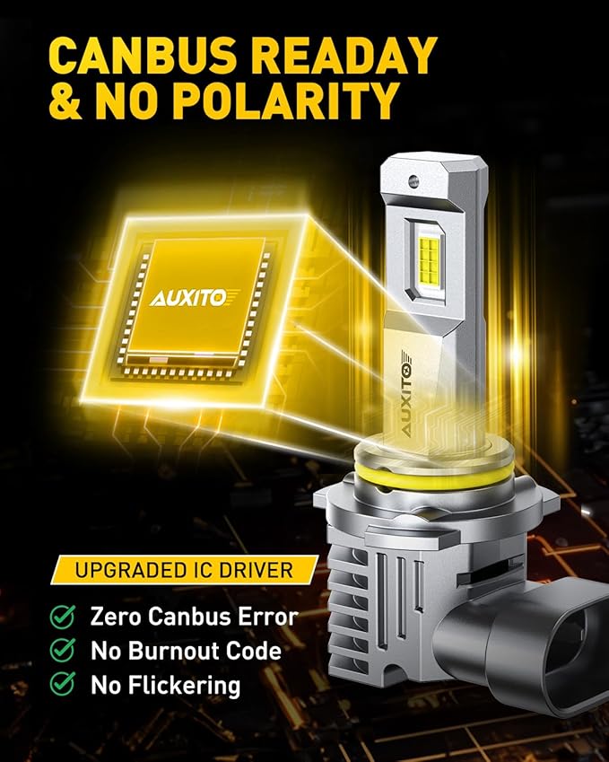 AUXITO HB4 LED Bulb 9006 Bulbs, 900% Brighter Ultra-Bright, Plug N Play, Long Lifespan, No Flicker, 99% Compatibility, 2PCS