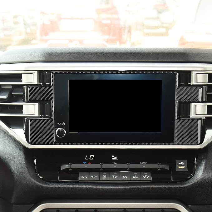 NVCNX Real Premium Carbon Fiber for Toyota Tundra 2022-2026 / Sequoia 2023-2026 2024 2025 Car Dash Navigation Screen Panel Cover Interior Trim Accessories Thick Overlay Sticker Decal 1PC only for SR5
