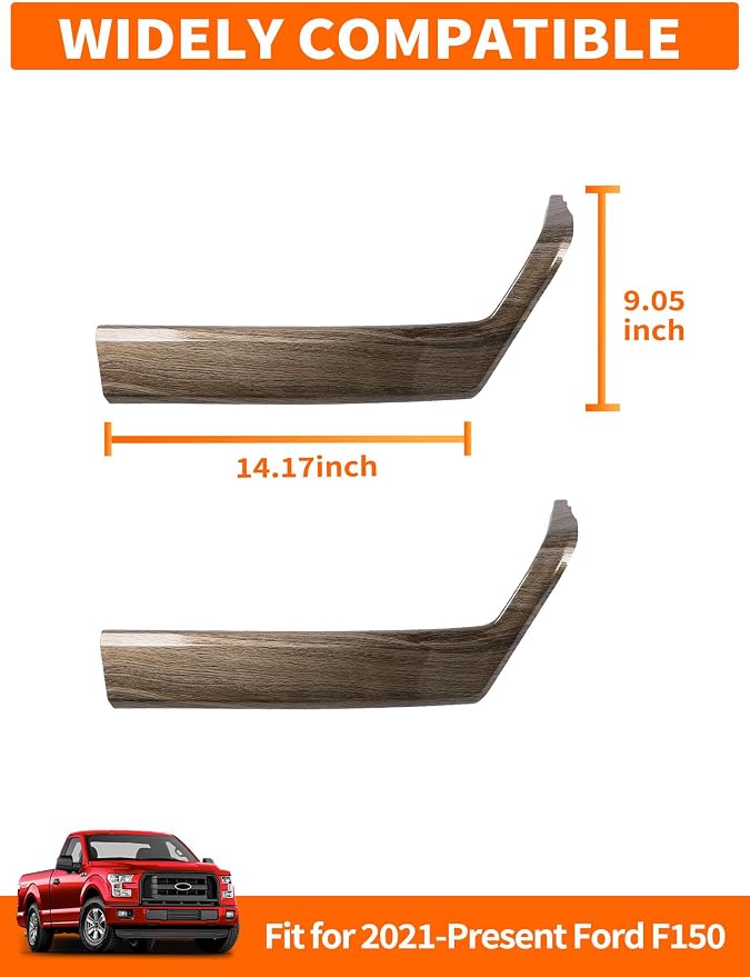 Savadicar Wood Grain Interior Accessories - Front Door Handles Trim Cover for Ford F150 (2021-present) - Premium Texture Interior Decor Upgrade Kit, 2-Piece Set