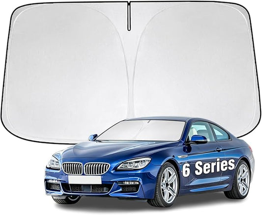 Windshield Sun Shade for BMW 6 Series 2012-2026 Sunshade 300T Windshield Cover Shield Protector Blocks UV Rays Custom Fit 6 Series Front Window Shade Windshield Accessories Keep Cool Foldable