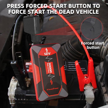 Jump Starter Portable,4000A Peak Motorcycle Jump Starter, Jump Box for Car Jumper Starter Portable, 12V Auto Booster Pack(Up to 7L Gas and 5L Diesel Engine) with Smart Safety Jumper Cable (red)