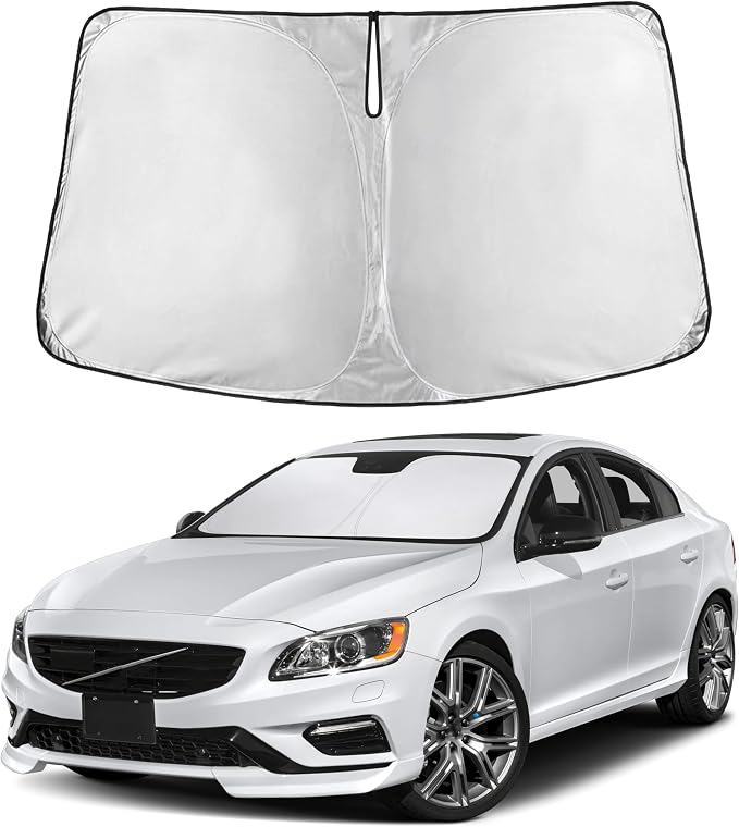 EcoNour Windshield Sunshade Compatible for Volvo S60 2011-2016 2017 2018, Sun Visor for Front Windshield & Window Sun Shade Cover, UV Heat Blocker & Protector, Car Accessories