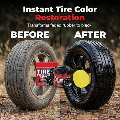 Tire Refurbish Wax Instant Gloss, 2026 New Car Tire Shine with Sponge, Tire Polishing Paste for Cars Trucks Motorcycles RVs & More (1PCS)