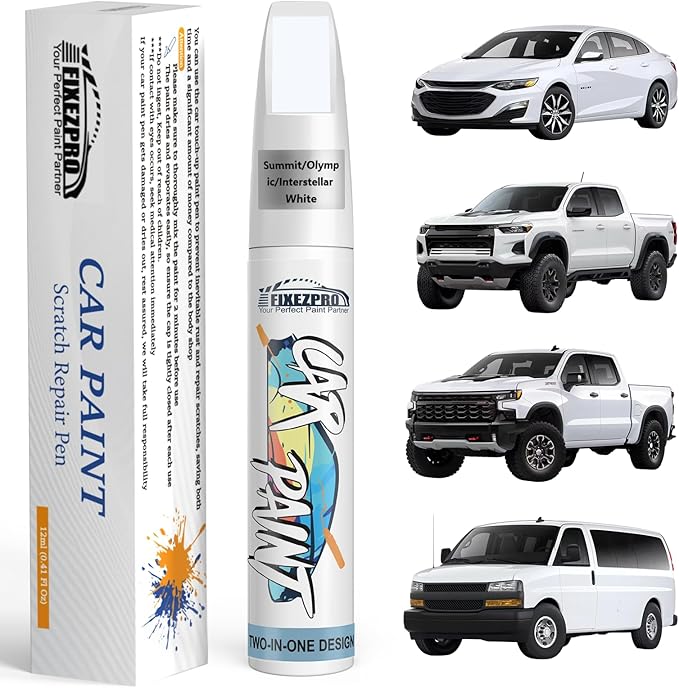 Summit/Olympic/Interstellar White(GAZ/WA8624/50U/50) Touch Up Paint for Chevrolet, Car Paint Scratch Repair Remover Pen Color Exact Match, Easy Fix Chips and Nicks Scuff