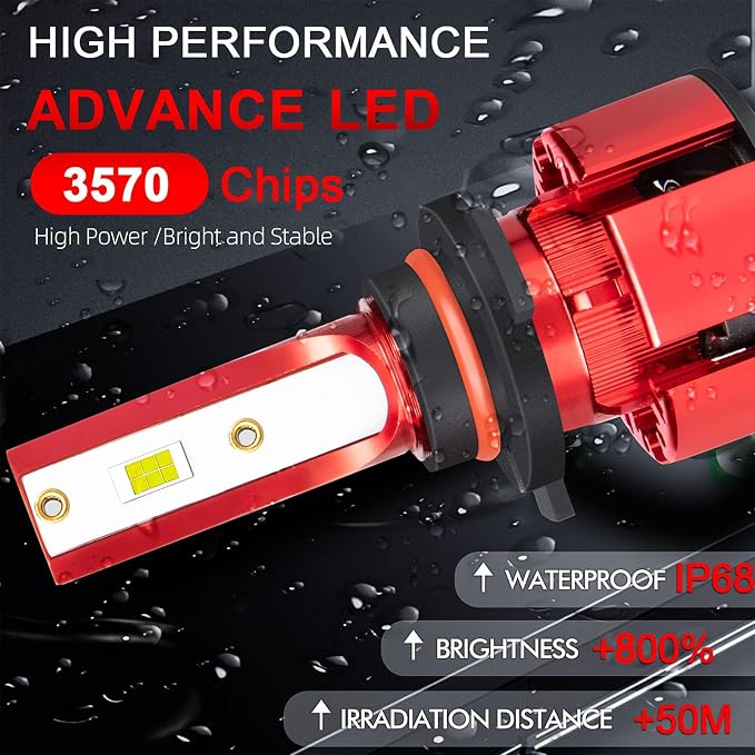 For Toyota Camry 2007 2008 2009 2010 2011 2012 2013 2014 Light Bulbs, 800% Brightness Hi and Lo Beam+Fog Light Bulbs, Superfocused Beam Mode, 6500K White, 36000LM Super Bright, 1:1 Size, 6PCS