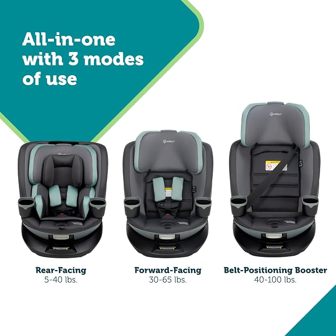 Safety 1st Turn and Go 360 ST 360 Rotating Car Seat, SafetySwivel, SecureTech Installation, All-in-One Convertible Car Seat, 3-in-1 Rear-Facing, Forward-Facing, Booster, 5-100 lbs, Dark Triad