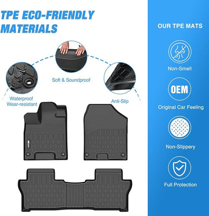 Nilight TPE Floor Mats for Honda Passport 2019 2020 2021 2022 2023 2024 2025 All Weather Custom Fit Heavy Duty Floor Liners